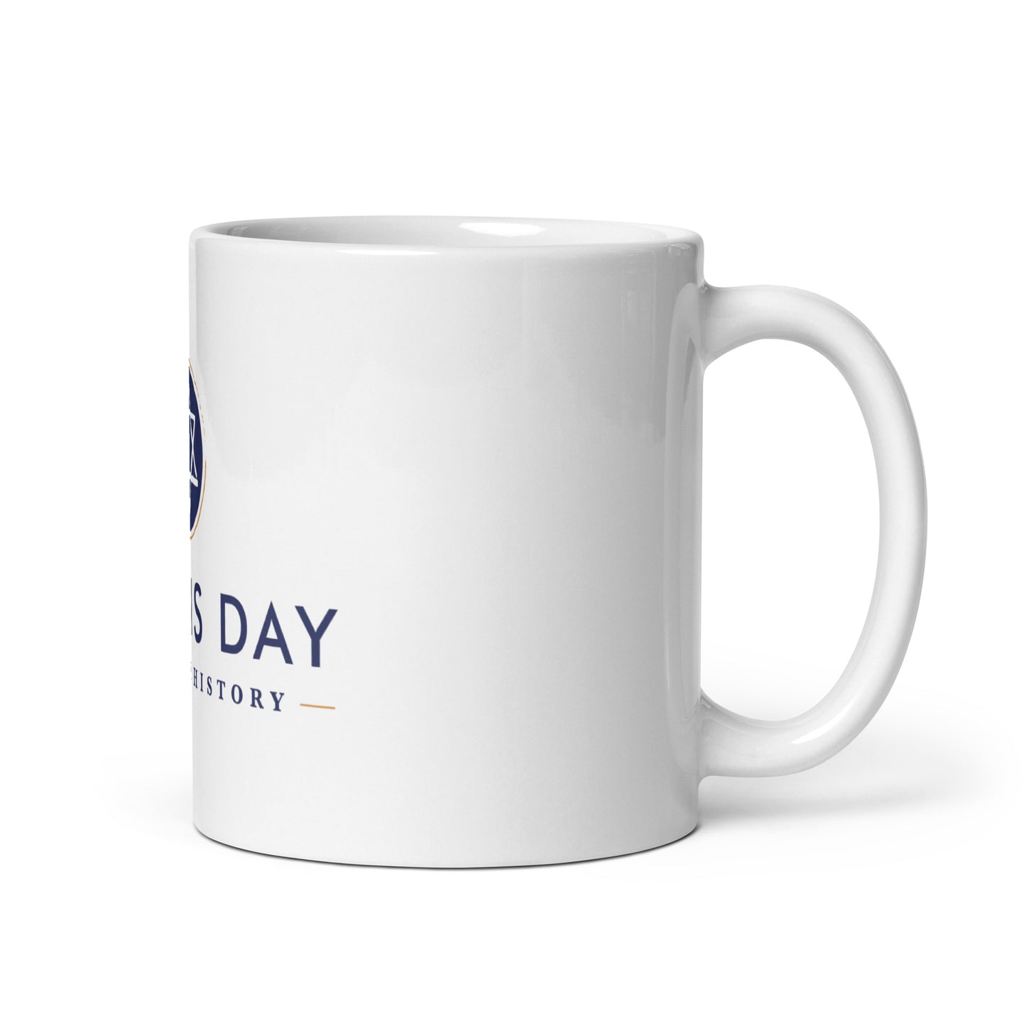 On This Day White glossy mug Navy